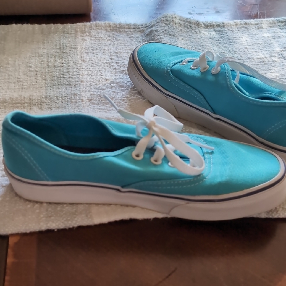 Vans Blue and White Canvas Sneakers Classic Lace-Up - Picture 7 of 12
